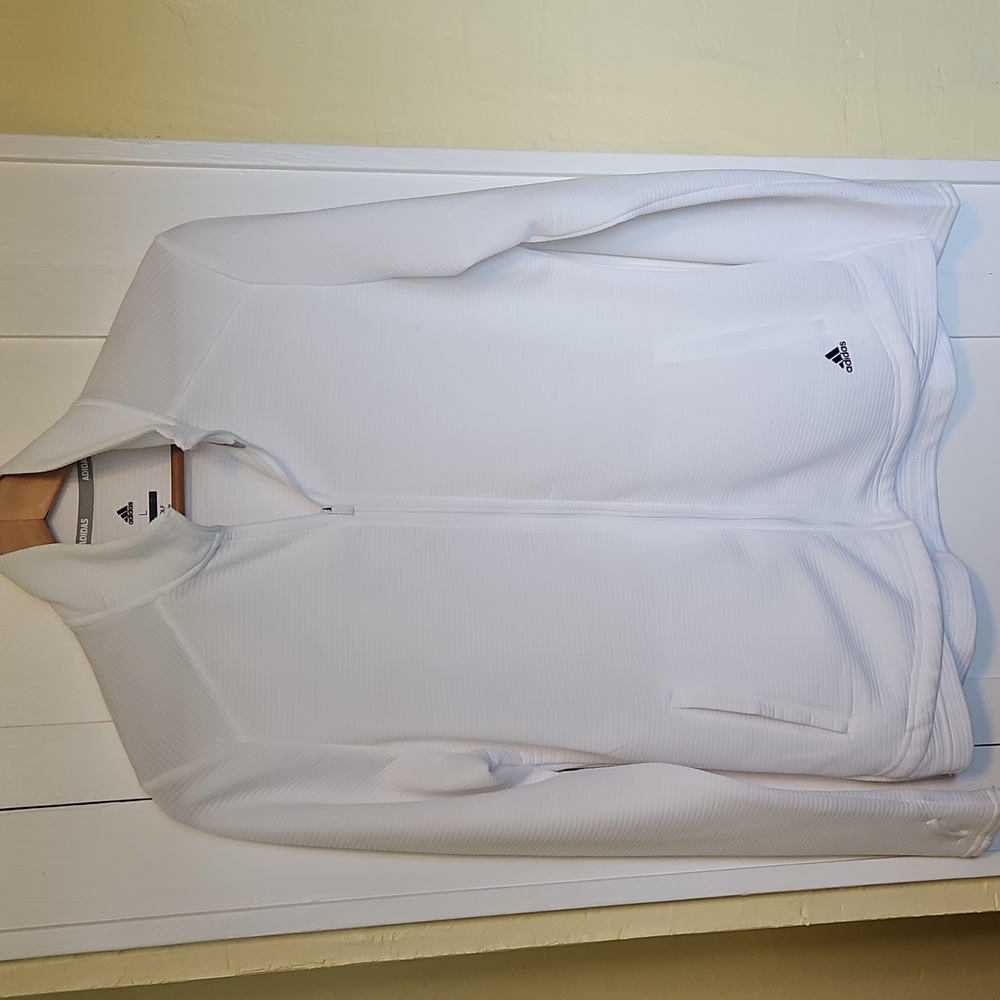 Adidas Golf White Zip-Up Textured Jacket Size L